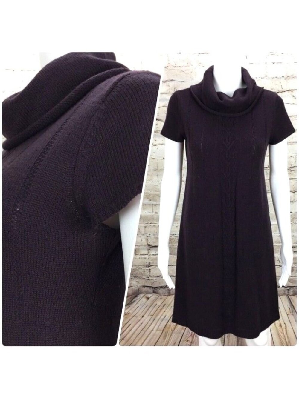 Ann Taylor Loft Womens Dress Size Small Sweater Cowl Neck Short Sleeve Purple